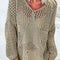 Light French Beige Star Pointelle Knit Baggy Sweater