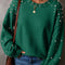 Evergreen Pearled Drop Shoulder Round Neck Sweater