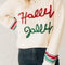 Beige Tinsel Holly Jolly Graphic Classic Sweater