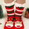 Fiery Red Christmas Cartoon Pattern Woolen Knit Socks