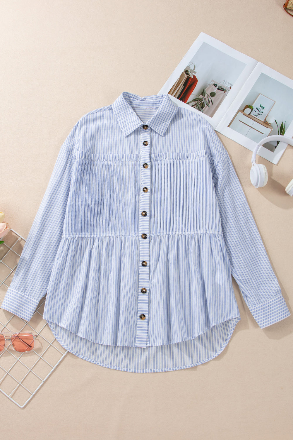 Sky Blue Stripe Striped Buttoned up Long Sleeve Shirt