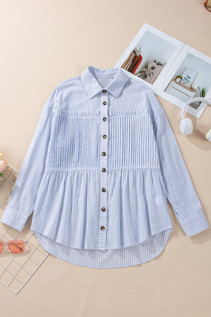 Sky Blue Stripe Striped Buttoned up Long Sleeve Shirt