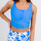 Blue Square Neck Sleeveless Fashion Print Tankini Set