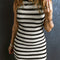 Black Stripe Hollowed Knit Sleeveless Sweater Dress