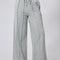 Gray Seamed Drawstring High Waist Wide Leg Sweatpants