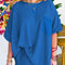 Sky Blue Waffle Knit Oversize Tee and Shorts Set