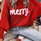 Red Merry Letter Embroidered High Neck Sweater