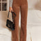 Chestnut Solid Color Double Breasted Straight Leg Pants