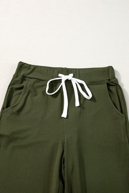 Moss Green Drawstring Waist Pocketed Joggers